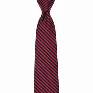 Breuer Hand Made 100% Silk Tie Red Blue Striped Made In Italy L: 60" W: 3.5"